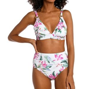 La Blanca Mystic Palms Banded Tall Triangle Top and high waist bottom set